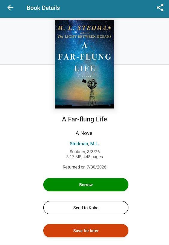 Captura de pantalla: Detalles del libro en la aplicación web CloudLibrary