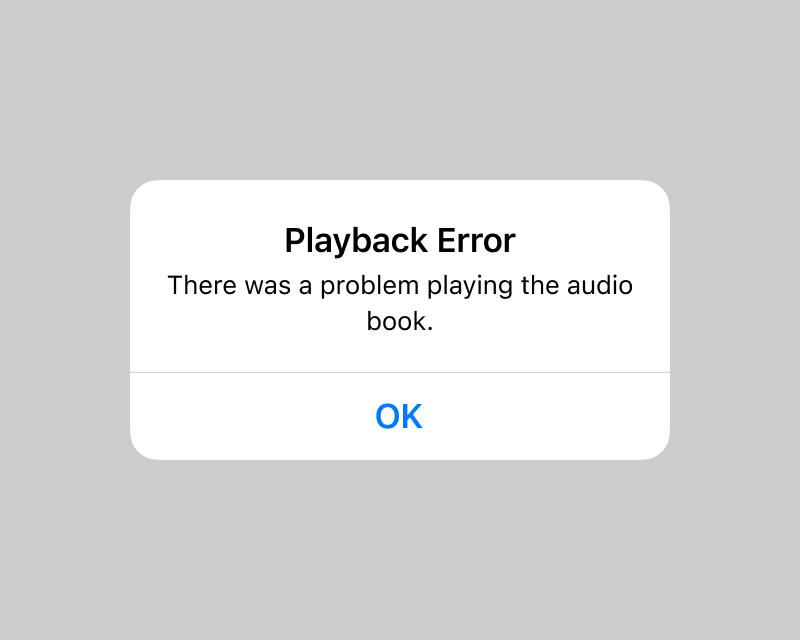 Captura de pantalla: Mensaje de error de reproducción